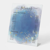 ホログラフィックシグネチャーモダンスクリプトGlamグリッター 台座サイン (正面)