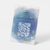 ホログラフィックシグネチャーモダンスクリプトGlamグリッター 台座サイン (正面)