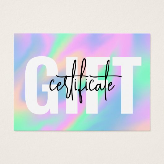 ホログラフィックシックなスクリプトギフト証明書 (正面)