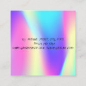 ホログラフィックシルバーのグリッタードリップロゴの追加 スクエア名刺 (裏面)