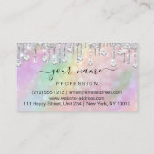 ホログラフィックシルバーグリッタードリップスメイクアップアーティスト 名刺 (裏面)