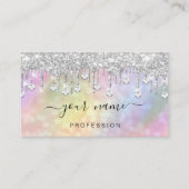 ホログラフィックシルバーグリッタードリップスメイクアップアーティスト 名刺 (正面)