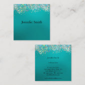 ホログラフィックシルバーグリッターブルーメイクアップアーティスト スクエア名刺 (正面/裏面)