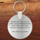 ホログラフィックシルバーグレイグラデーショングリッター雨モダン キーホルダー (裏面)