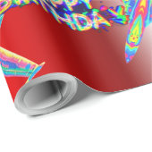 ホログラフィックジェット飛行機誕生日 ラッピングペーパー (ロールコーナー)