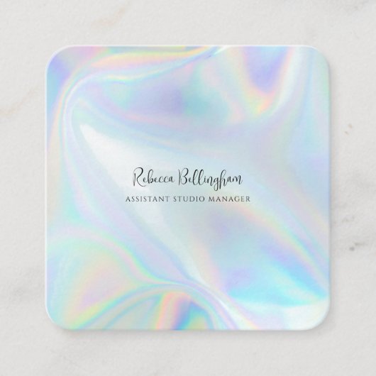 ホログラフィックスクリプトのビジネスモダン所有者 スクエア名刺 (正面)