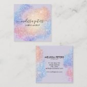 ホログラフィックスクリプトモダングリッターの輝き スクエア名刺 (正面/裏面)