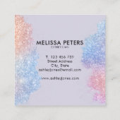 ホログラフィックスクリプトモダングリッターの輝き スクエア名刺 (裏面)