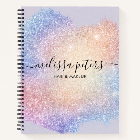 ホログラフィックスクリプトモダングリッタースパークル事業 ノートブック (正面)