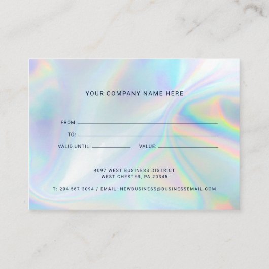 ホログラフィックスクリプト事業のギフト証明書 名刺 (裏面)