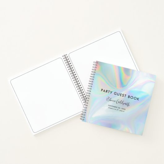 ホログラフィックスクリプト誕生日パーティーゲストブック ノートブック (内部)