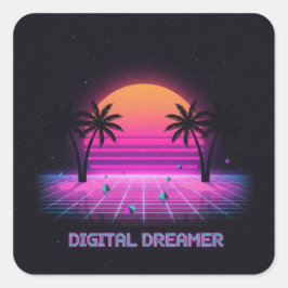 ホログラフィックスタイルのビニールステッカー Digital Dreamer スクエアシール