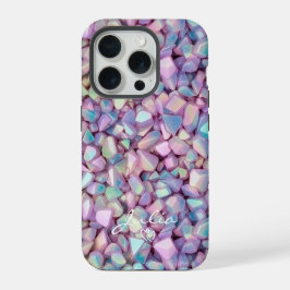 ホログラフィックストーンパターパーソナライズされたン iPhone 15 PROケース