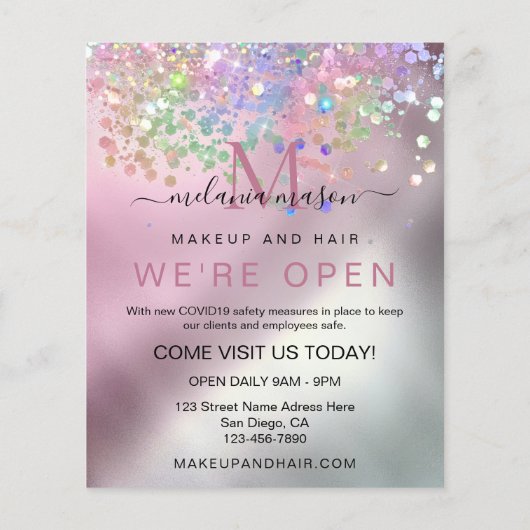 ホログラフィックスパークルエレガントグリッターメイクアップアーティスト チラシ (裏面)