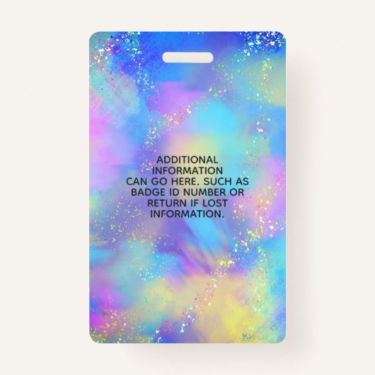 ホログラフィックスパークルオパール虹色ビジネスID バッジ (裏面)