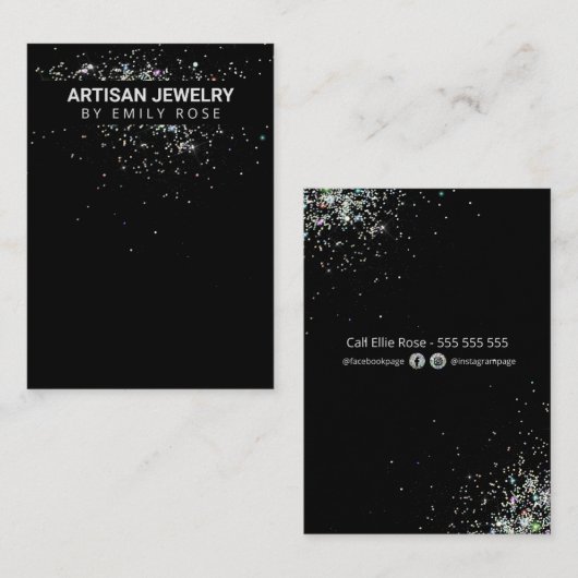 ホログラフィックスパークルズイヤリングホルダディスプレイカード 名刺 (正面/裏面)