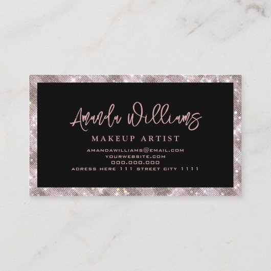 ホログラフィックスパークルバラ金ゴールドグリッターリップユニーク 名刺 (裏面)