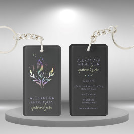 ホログラフィックスピリチュアル結晶神秘的ブラック キーホルダー