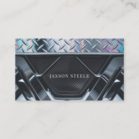 ホログラフィックダイヤモンドプレート炭素繊維 名刺 (正面)