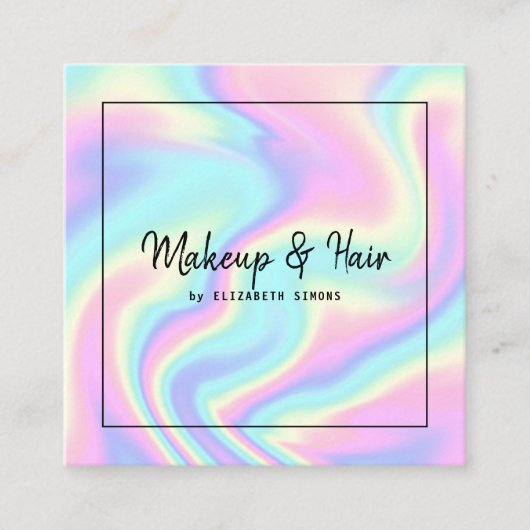 ホログラフィックテクスチャを持つ名刺。 スクエア名刺 (正面)