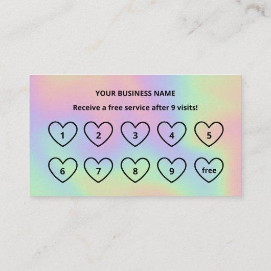 ホログラフィックテクスチャーモダンキュートロイヤリティカード ロイヤリティカード (裏面)