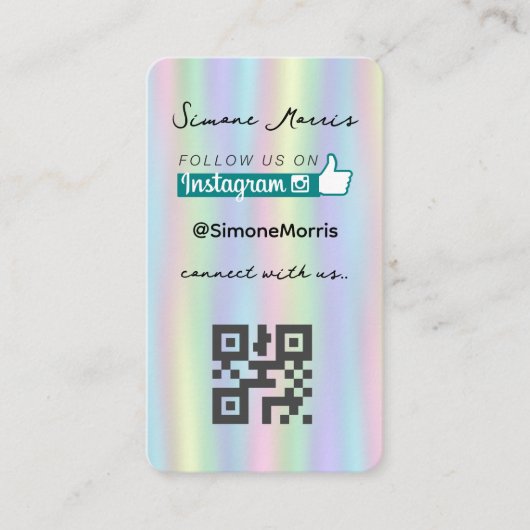 ホログラフィックデザイン – ソーシャルメディアQRコードビジネス 名刺 (正面)