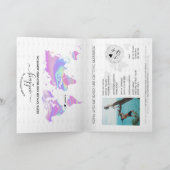 ホログラフィックデスティネーションウェディングパスポート世界地図 招待状 (内部)