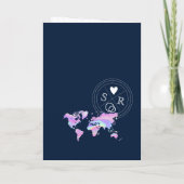 ホログラフィックデスティネーションウェディングパスポート世界地図 招待状 (裏面)