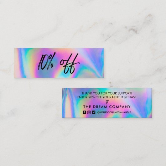 ホログラフィックトレンディーサロンありがとうございます名刺 スキニー名刺 (正面/裏面)