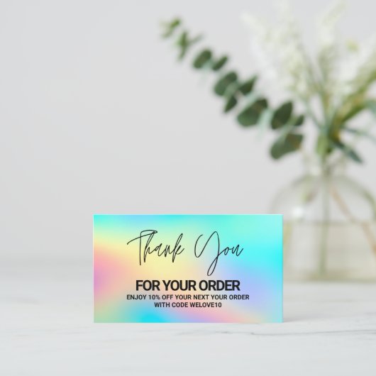 ホログラフィックトレンディー割引ありがとうございます 名刺 (スタンド正面)