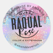 ホログラフィックドライカスタムプのロゴ製品デザイン ラウンドシール (正面)