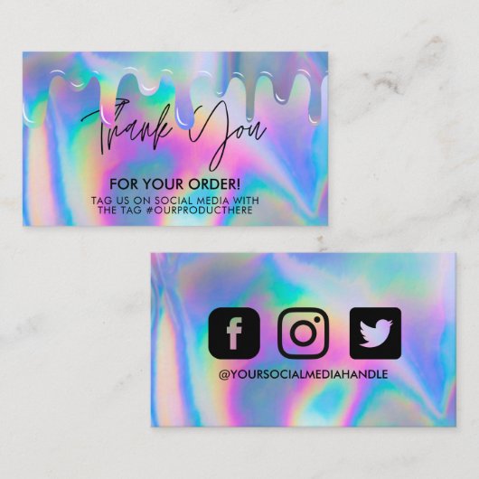 ホログラフィックドリップありがとうトレンディーサロンC 名刺 (正面/裏面)