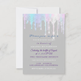 ホログラフィックドリップスユニコーンピンクグレースウィート16th 招待状