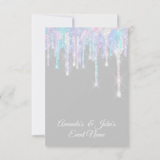 ホログラフィックドリップスユニコーンピンクグレースウィート16th 招待状 (裏面)