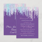 ホログラフィックドリップスユニコーンピンクパープルキンセアニエラ 招待状 (正面/裏面)