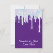 ホログラフィックドリップスユニコーンピンクパープルスウィート16th 招待状 (裏面)