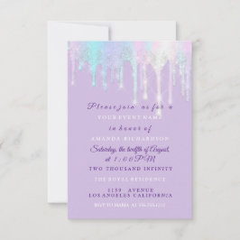 ホログラフィックドリップスユニコーンマーメイドスウィート16th花嫁 招待状