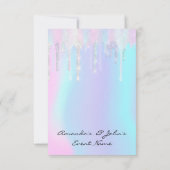 ホログラフィックドリップピンクのユニコーン甘い16th人魚 招待状 (裏面)