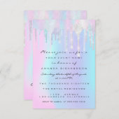 ホログラフィックドリップピンクのユニコーン甘い16th人魚 招待状 (正面/裏面)