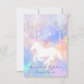 ホログラフィックドリップユニコーンパーティー赤ちゃんシャワー 招待状 (裏面)