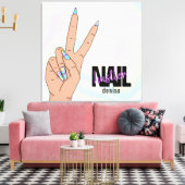 ホログラフィックネイルサロン女性ハンド爪、 ネイルハスラー キャンバスプリント (インサイチュ (リビング))