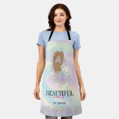 ホログラフィックネイルサロン女性手爪、 ネイル技術者 エプロン (着用した状態)