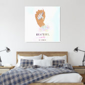 ホログラフィックネイルサロン女性手爪、 ネイル技術者 キャンバスプリント (インサイチュ (寝室))