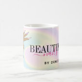 ホログラフィックネイルサロン女性手爪、 ネイル技術者 コーヒーマグカップ (中央)