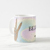 ホログラフィックネイルサロン女性手爪、 ネイル技術者 コーヒーマグカップ (正面左)