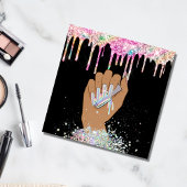 ホログラフィックネイルサロン女性手爪、 ネイル技術者 スクエア名刺