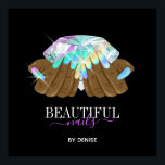 ホログラフィックネイルサロン女性手爪、 ネイル技術者 ポスター<br><div class="desc">このモダントレンディーとシックな手描き女性の手でダイヤモンドとグリッターピンクの爪、 ネイルは、あなたのネイルサロンと爪、 ネイル技術者のビジネスに最適である。このもしグラフィックのロゴデザインを連絡お望みはsavanamm@gmail.comでフォイル詳細を模擬した作品。この製品の製造に実際の箔は使用されない。</div>