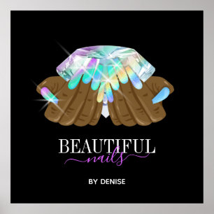 ホログラフィックネイルサロン女性手爪、 ネイル技術者 ポスター