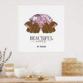 ホログラフィックネイルサロン女性手爪、 ネイル技術者 ポスター (キッチン)