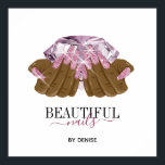 ホログラフィックネイルサロン女性手爪、 ネイル技術者 ポスター<br><div class="desc">このモダントレンディーとシックな手描き女性の手でダイヤモンドとグリッターピンクの爪、 ネイルは、あなたのネイルサロンと爪、 ネイル技術者のビジネスに最適である。このもしグラフィックのロゴデザインを連絡お望みはsavanamm@gmail.comでフォイル詳細を模擬した作品。この製品の製造に実際の箔は使用されない。</div>